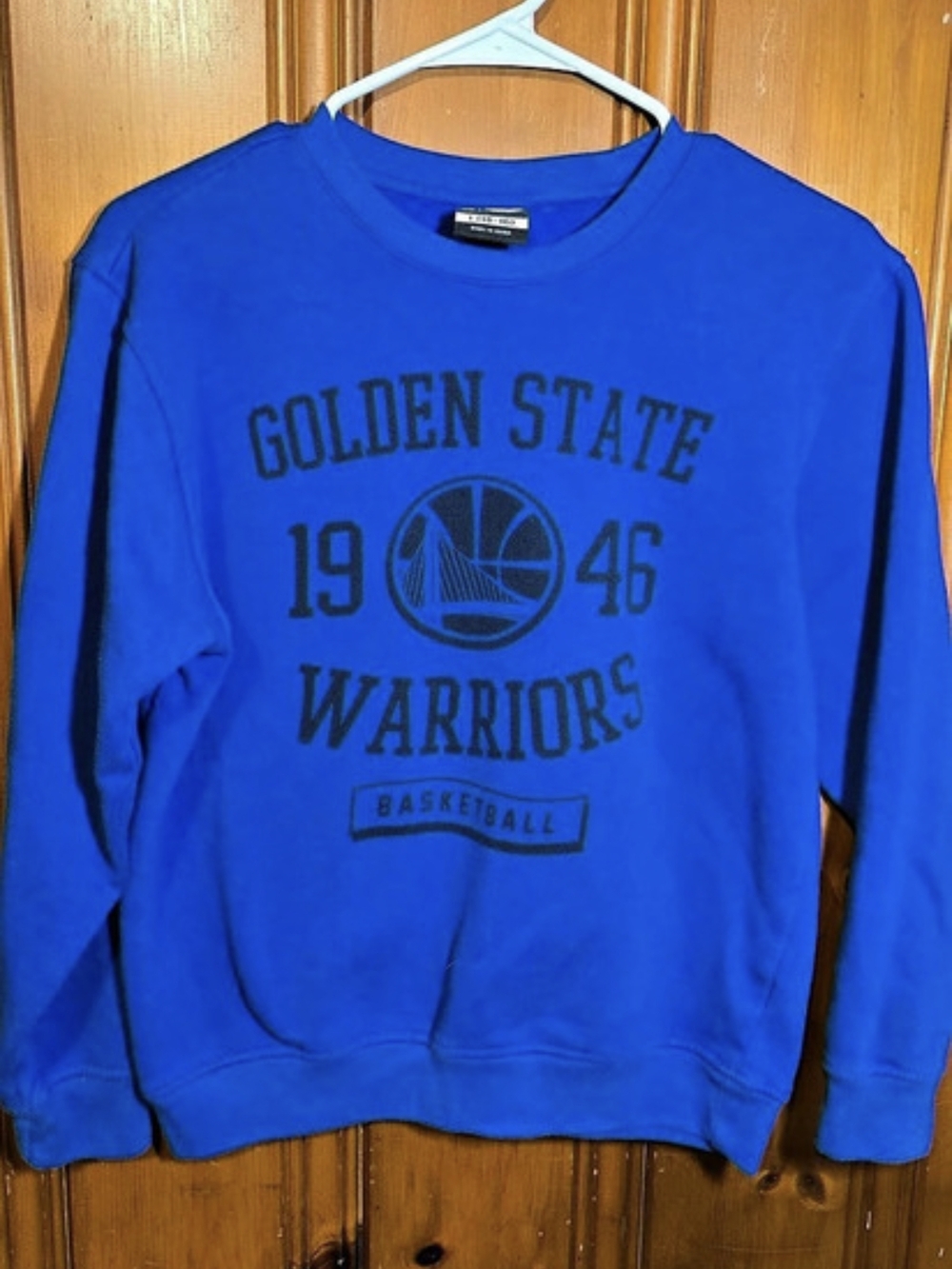 NBA Golden State Warriors Youth Fleece Crewneck Sweatshirt Boys Large Blue